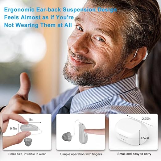 Not Amplifiers True Professional Hearing Aids for Seniors with Hearing Loss - 16-Channel DSP Noise Cancellation, OTC Rechargeable BTE Hearing Aids with Charging Case