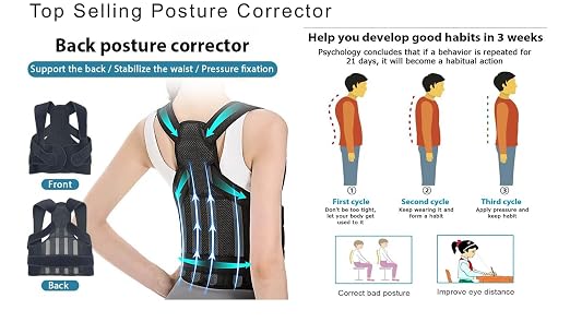 Adjustable Posture Corrector for Women and Men, Shoulder Straightener, Adjustable Full Back Support, Back Brace, Upper and Lower Back Pain Relief - Scoliosis, Hunchback, Hump, Thoracic, Spine Corrector. HSA / FSA Eligible.