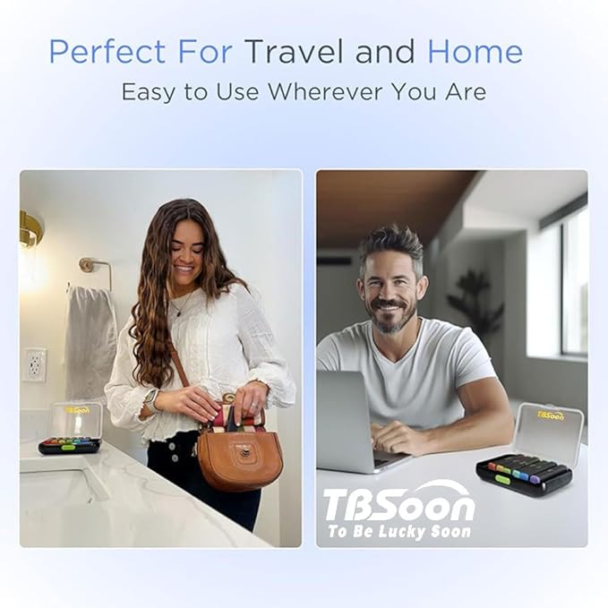 7 Day Medicine Pill Organizer, 14 Large Compartments (Each Day Can Take Apart Use Alone),Moisture-Proof,Dust-Proof, Travel Weekly/Daily Pill Box/Organizer/Case/Container/Dispenser, AM/PM 2 Times a Day