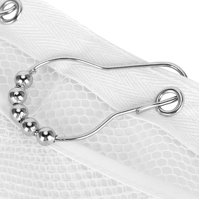Joyzan Mesh Shower Organizer, 6 Pockets Hanging Caddy Portable Space Saving | Bathroom Holder Quick Drying Hanger Curtain Rod Storage Soap Shampoo Loofah Cruise Liner Ship Essentials Bath Toy Toiletry