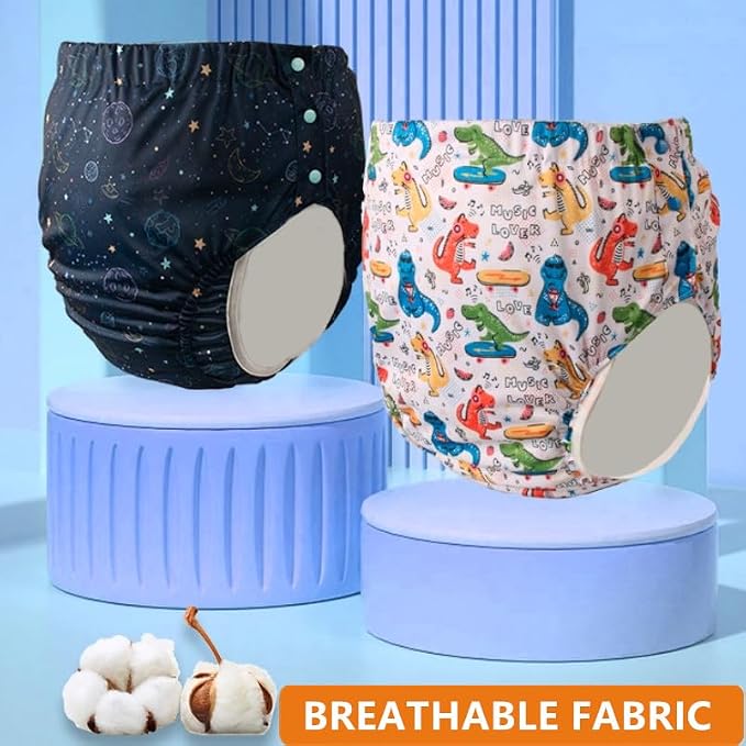 WEEOATAR Unisex Reusable Adult Cloth Diaper,Washable Swim Nappies,Adjustable Incontinence Pocket Diaper with Snaps,Underwear for Seniors,Disability,Postpartum(Dinosaur,XXL)