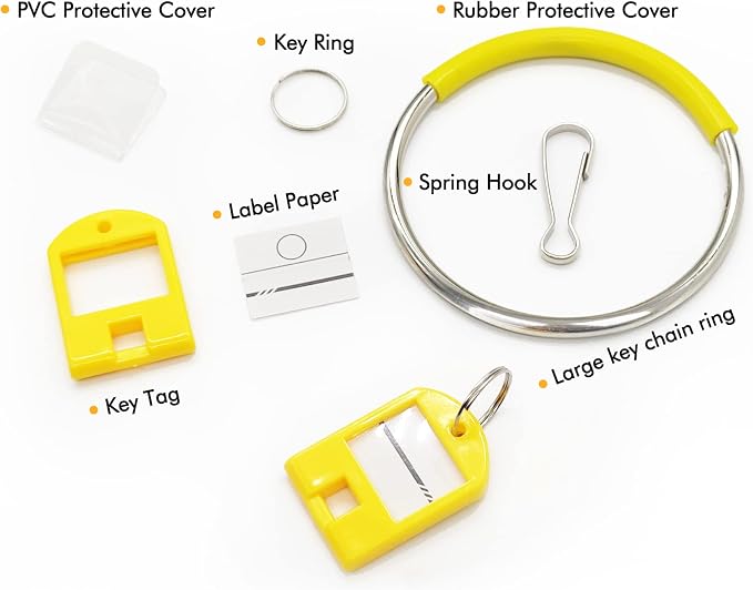 Portable Key Organizer, Key Organizer Keychain with 20 Individual Spring Hooks and Key Tags for Multiple Keys, Lightweight Key Holder for Office, Janitor, Hotel, Apartments, Cars Rental