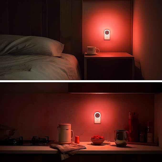 Briignite 2 Pack Red Night Light, LED Night Light for Kids, Plug in Night Lights with Light Sensor, Auto On Off, Nightlight for Adults, Red Lights, 0.6W 60LM