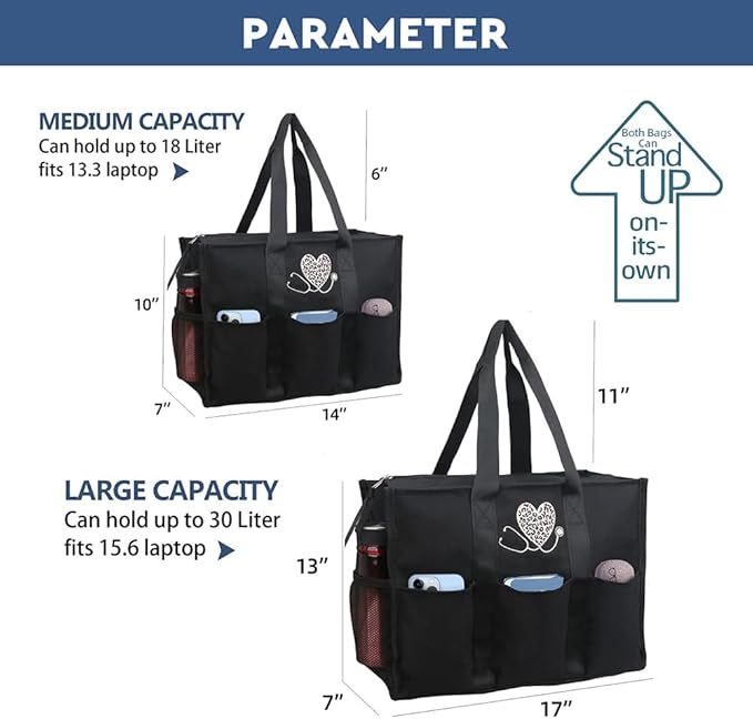 ABAMERICA Nurse Bags for Work Nursing Bag Multiple Pockets Waterproof Organizing Zip Top Clinical Bag for Nursing Students
