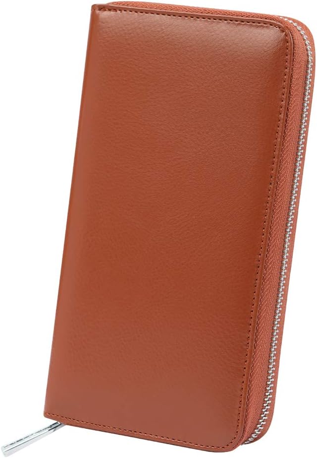 Women 36 Slots RFID Blocking Card Holder Large Long Leather Zipper Organizer Accordion Wallet,Brown