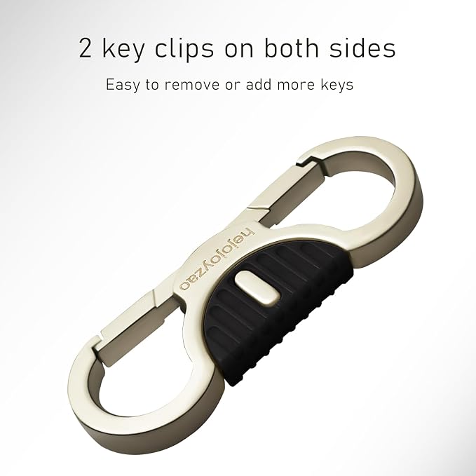 Keychain Quick Release Double Carabiner Clip with D Ring Key Rings, Unisex Belt Loop Key Holder for Home Car Keys