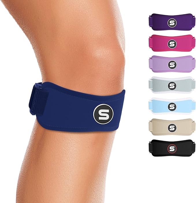 Sleeve Stars Swedish Brand Patellar Tendon Support Strap for Women & Men Effective Osgood Schlatter Knee Brace Youth & Kids Knee Brace with 3 Adjustable Length fits 12"-24" (Single/Navy Blue/Adult)