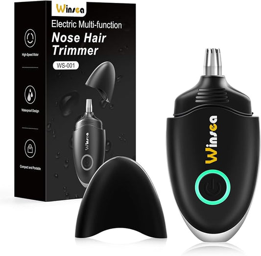 Winsea Ear and Nose Hair Trimmer for Men and Women – Travel Trimmer, High-Precision Nose Shaver, USB Rechargeable, Waterproof, Safe & Quiet Operation, Portable Ear Hair Remover Design (Black)