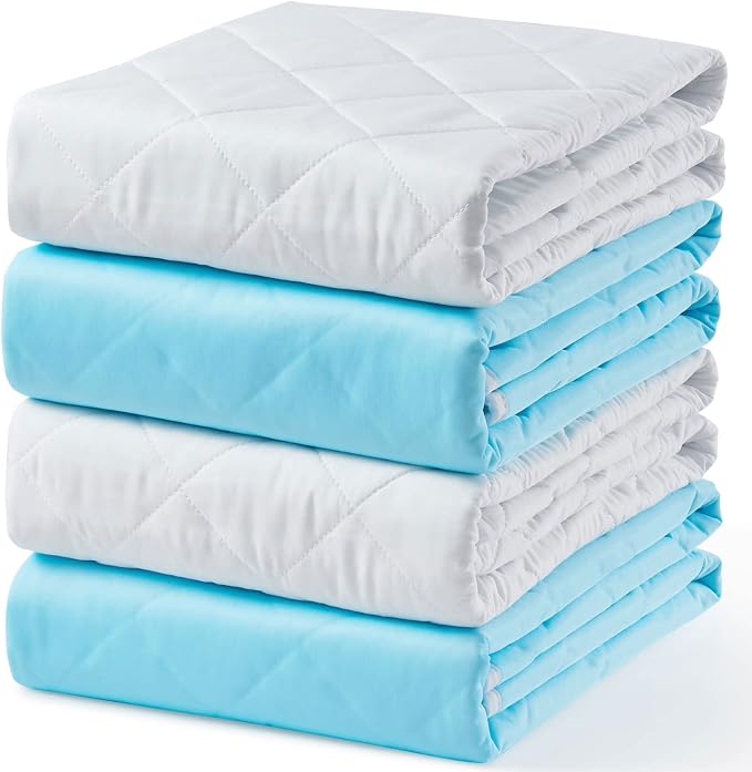 KANECH 30"x34" Washable Waterproof Bed Pads (4Pack) – Reusable Incontinence Bed Pads Hold 6 Cups, Non-Slip & Silent Mattress Protector for Adults, Kids, Elderly and Dogs