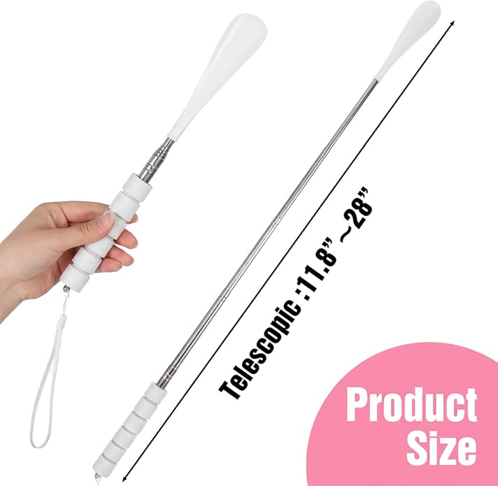 Ymapinc 2 Pack Shoe Horn Long Handle, Metal Telescopic Foldable Shoehorn | Retractable Extended Boot Horn for Cowboy Boots, Travel Shoe Helper for Seniors/Pregnant Women