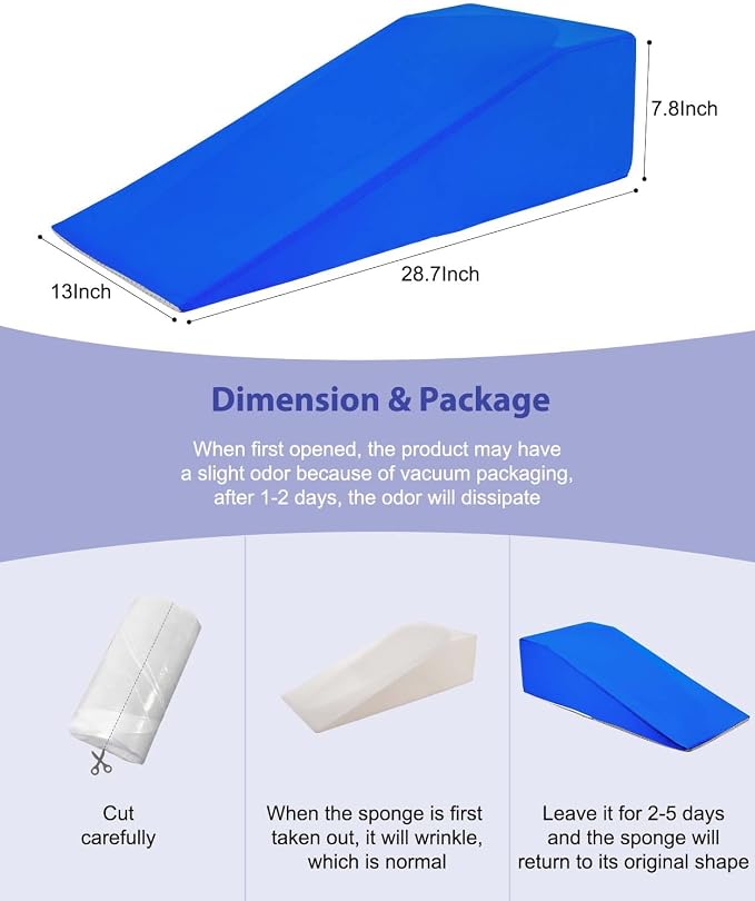 Knee Surgery Pillow Straight Leg | Leg Pillow Elevation Blood Circulation | Foam Wedge for Elevating Leg Machine Washable Removable Cover | Knee Wedge Pillow Post Surgery
