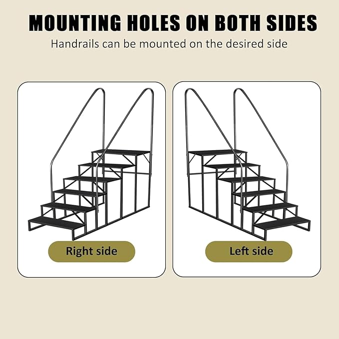 Step Ladder, 6 Step Stool with Handle, Heavy Duty Pool Ladder Above Ground 660Lbs, Camper Steps Outdoor Steps RV Stairs for Reaching High, Portable Home Stairs for Travel Trailer