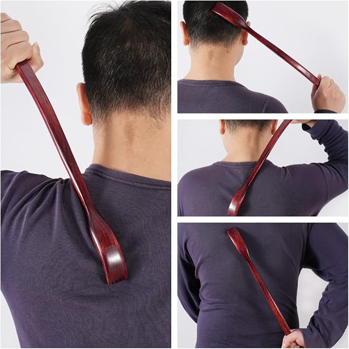 ITCHY-BAN Oversized Wooden Back Scratcher: 18'' Extended Curved Handle for Better Reach, Handcrafted to Perfection, Instant Itch Relief, Gentle on Skin Leave No Scratch Marks (Brown)