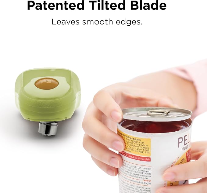 Kitchen Mama One Touch Electric Can Opener, Avocado | Opens with One Button Press, Auto-Stop, Smooth Edge, Cordless, Battery Operated