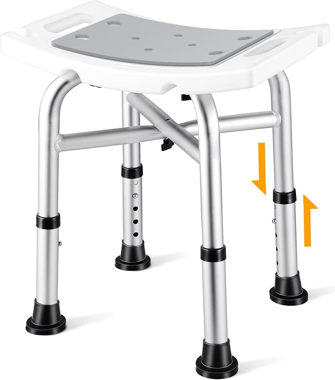 500 lbs Shower Chair for Inside Shower, Heavy Duty Adjustable Shower Stool with Suction Cups, Extra Wide Bath Bench for Adults, Elderly, Quick Assembly Shower Seat for Tub