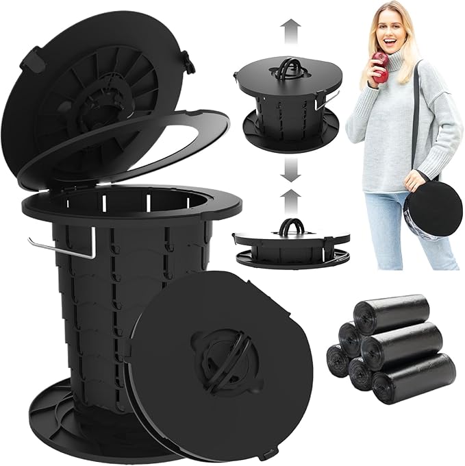2025 Upgraded Retractable Portable Toilet with 30 bags Travel Toilet Adjustable Height Camping Toilet Porta Potty for Adults Kids, Foldable for Camping/Car with Carry Bag