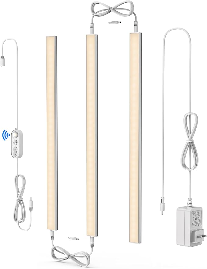 Motion Sensor Under Cabinet Lighting 2700K 3-Pack | Dimmable 12 inches Linkable Warm White 2700K
