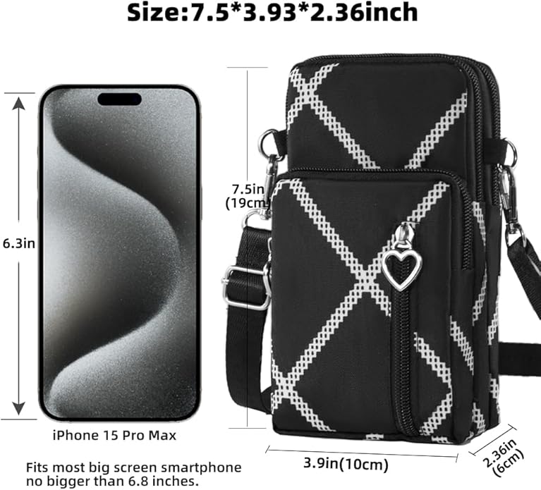 Small Crossbody Bag for Women - Mini Phone Purses with Crossbody Strap and Wallet - Nylon Arm Bag