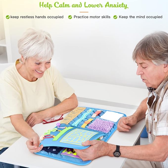 SOFWO Fidget Blanket for Adults with Dementia,Alzheimers Dementia Activities Products for Elderly and Seniors,Gift and Game for Alzheimer’s or Dementia Busy Blanket.(11.4 x 20.3 in)