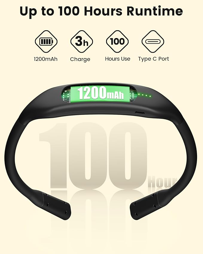 Glocusent Lightweight Neck Light for Reading in Bed, 1200mAh Rechargeable Book Light, Hands-Free Reading Light, 5 Colors, 5 Brightness Adjustable, Private Bedtime Reading for Book Lover