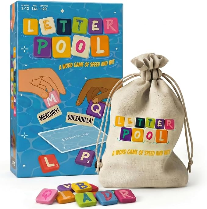 Letterpool: 2-12 Players Board Games for Adults, Family, Teens, Trivia, Word & Card Games Mixture, Fun & Easy to Learn Adult Party Games for Game Night (Packaging May Vary)
