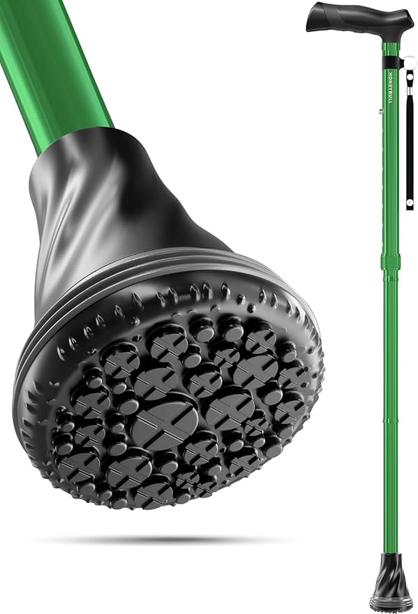 HONEYBULL Walking Cane for Men & Women – Foldable, Adjustable, Lightweight Cane with Air Cushion Tip for Stability & Ergonomic Grip, Heavy Duty Walking Sticks for Seniors