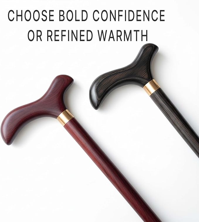 Solid Wood Walking Cane – Handcrafted Wooden Walking Stick with Ergonomic Handle, Durable & Elegant, Gift Set for Men & Women