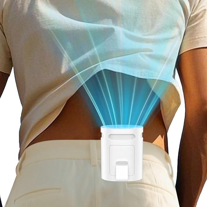 Portable Fan Clip on Pants-Personal Little Light Weight Waist Fan Coolclip Belt Hip Pocket Hard Hat,Wireless Wear Charging Battery Powered Quiet Undershirt Waist Band Coolclip Fans Adult Kid White