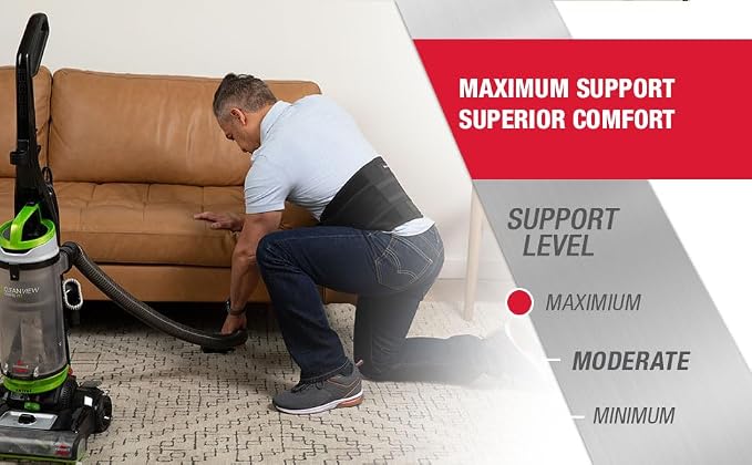 MUELLER Sports Medicine Adjustable Back Brace, Ideal for Upper and Lower Back Pain, Relief & Support for Men and Women, Strains, Sciatica, Scoliosis, Black
