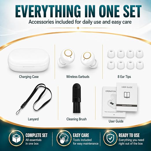 Hearing Amplifier Rechargeable for Seniors Adults - Personal Sound Amplifier Device with Charging Case, Noise Reduction for TV Watching Conversations, Easy Volume Control, Comfortable In-Ear PSAP (White)