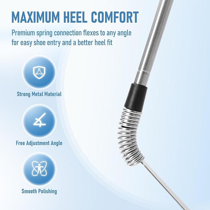 Fanwer Premium Long Handled Shoe Lifter 16" to 31" Adjustable Expander Shoe Horn - Extends & Collapses Stainless Steel Telescopic Spring Shoehorn