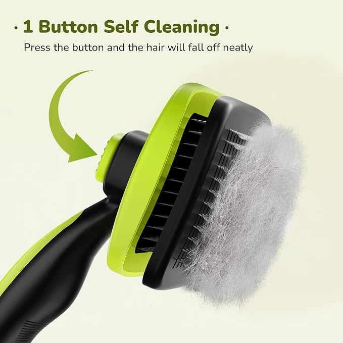 Pecute Skin Friendly Self-Cleaning Slicker Brush for Dog & Cat Shedding Season, Lightweight Undercoat Hair Removal Dog Brush Cat Brush for White-Coated, Long, Thick & Double-Coated Large Dogs