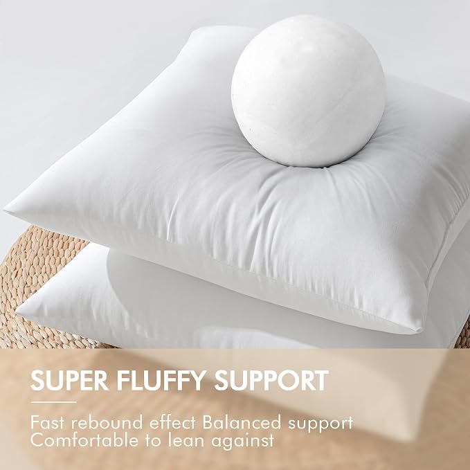 MIULEE 16x16 Inch Outdoor Pillow Insert Waterproof Decorative Throw Pillow | Square Garden Pillow Form for Patio Sofa Couch
