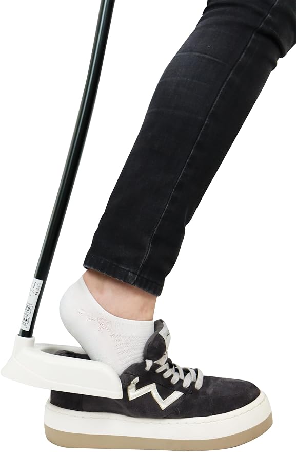 KMINA Long Handled Shoe Horn for Seniors 30", Horn for Women and Men, Easy On Off, Boot Jack Remover