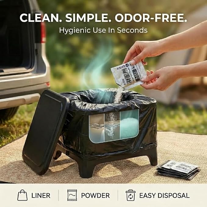 Camping Portable Toilet for Travel Adults Collapsible Foldable Potties with Lid Liner Outdoor Travel Toilet Boat Emergency Must Have Personal Care Products for Adult Kid Dry Multifunctional