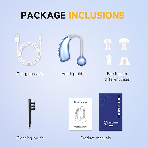 Compact, portable noise-canceling Hearing Amplifier, rechargeable, delivers clear all-around sound