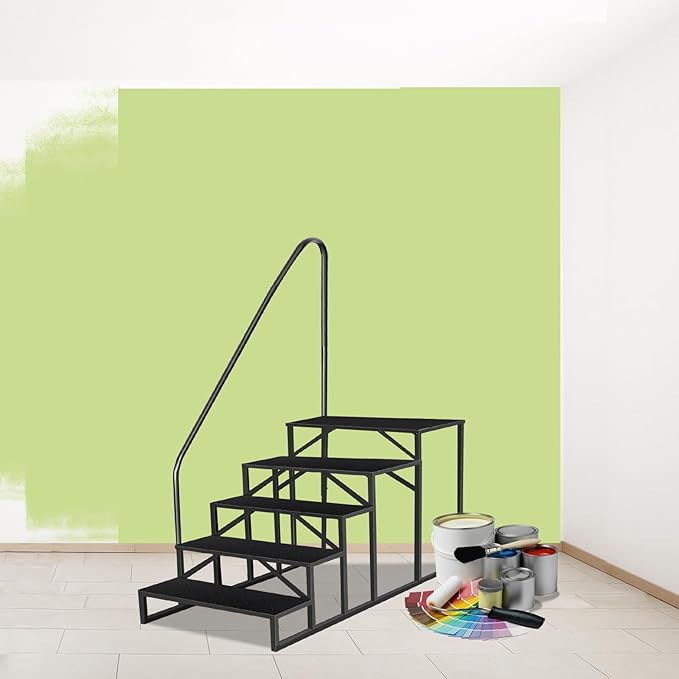 Step Ladder, Step Stool with Handle, Heavy Duty Pool Ladder Above Ground 660Lbs, Camper Steps Outdoor Steps RV Stairs for Reaching High, Portable Home Stairs for Travel Trailer (5 Step, Single Handle)