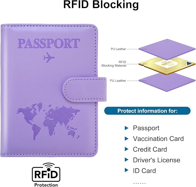 Passport Holder for Travel Women and Men RFID Passport Holder with Card Slots Holder Passport Case Passport cover Passport Wallet Travel Essentials and Accessories