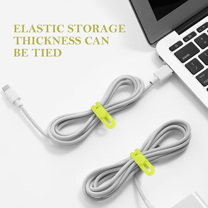 Donruby 30Pcs Silicone Cable Ties - Reusable & Washable with Adjustable Locking Buckles, High Elasticity Cable Management Straps for Home, Office, School, Travel Essential Cord Organizer (Light Green)