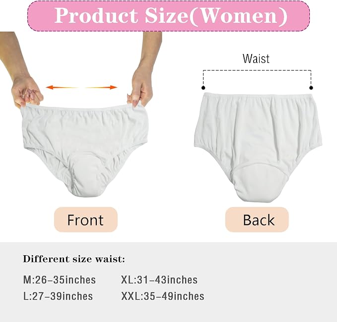 Pull On Style Adult Cloth Diaper for Women, Reusable Nappy Washable Elderly Incontinence Care Protection Nappies Underwear for Women, Repeatedly Washing Leak-Proof Safety Pants (26-35 inch Waist)