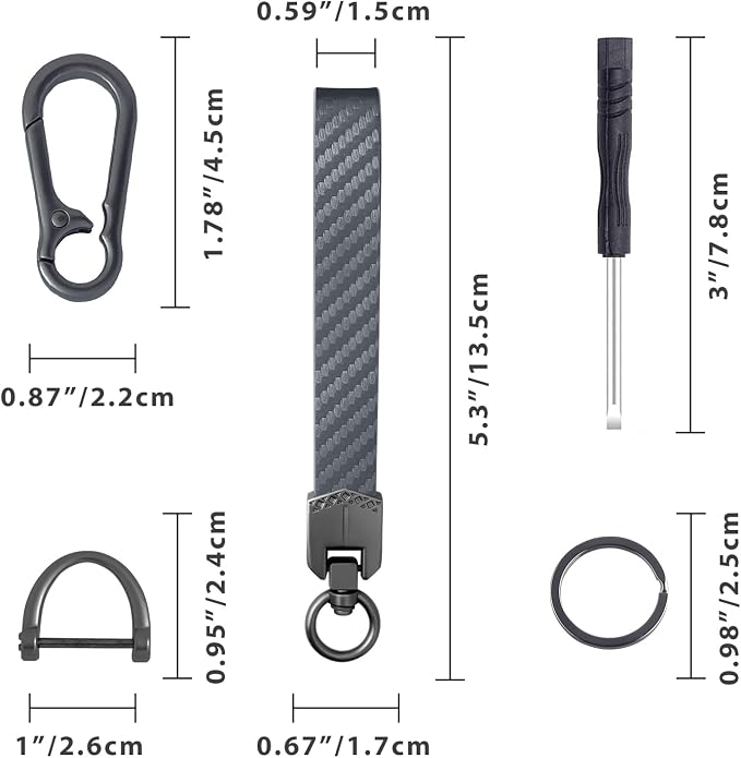 OHKYOOT Leather Car Keychain for Home Car Keys | Carabiner Clip Key Fob Keychain for Women Men,Car Key Holder with 3 Key Ring and Anti-Lost D Ring