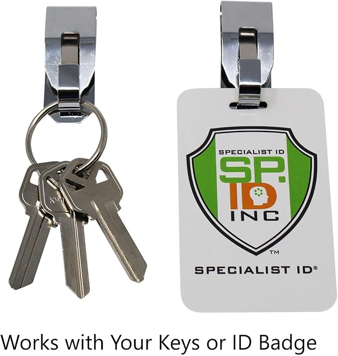 Secure Belt Clip Key Holder with Metal Hook & Heavy Duty 1 1/4 Inch Keychain Ring - Metal Key Chain Keeper for ID Badge/Key