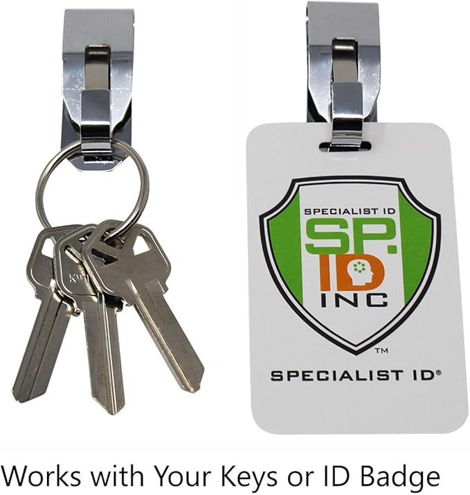 Secure Belt Clip Key Holder with Metal Hook & Heavy Duty 1 1/4 Inch Keychain Ring - Metal Key Chain Keeper for ID Badge/Key