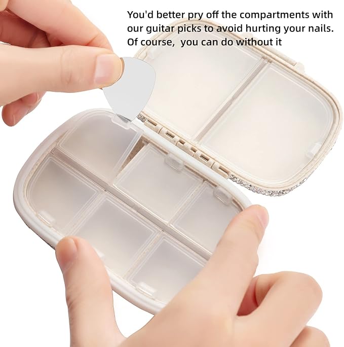 Medicine Pill Organizer Travel Pill Box for Purse Portable Pill Container Small Pill Holder Cute Pill Case Pocket Pharmacy with Labels(Black)