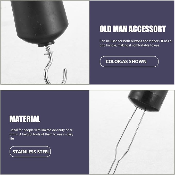 Mobestech 3pcs Button Threader Dressing Aid Hand Buttons Button Helper Tool Button Hook for Clothes One Hand Button Helper Button Shirts Aid Mouthparts Elder Plastic Zipper