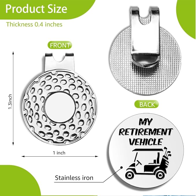 Funny Golf Ball Markers with Hat Clip, Men Golf Accessories, Birthday Retirement Golf Gifts for Dad, Husband, Grandpa, Golf Lover