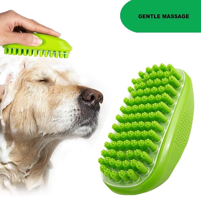 Rubber Curry Brush for Short Haired Dogs, Gentle Curry Comb with Removable Screen, Use Wet as Bath Scrubber or Dry for Grooming Loose Hair