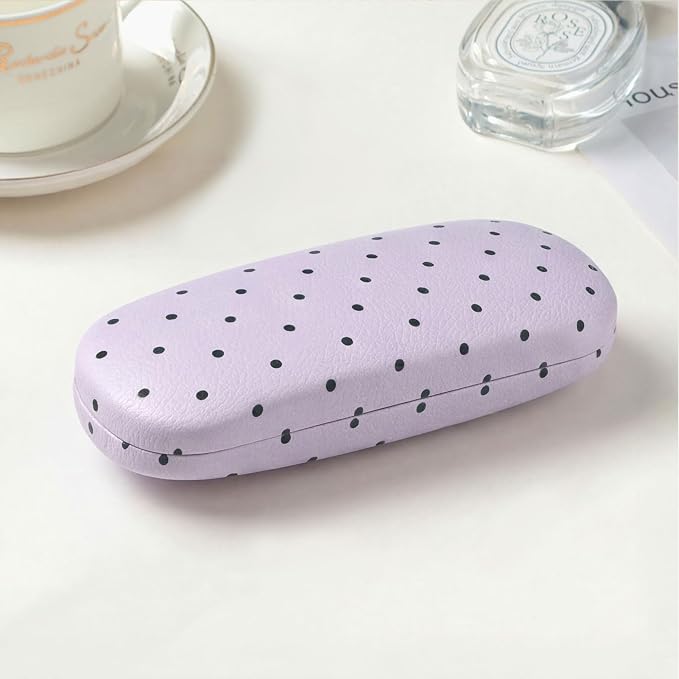 Glasses Case Hard Shell, Cute Sunglasses Case for Women Leather Protective Case for Eyeglass with Cleaning Cloth