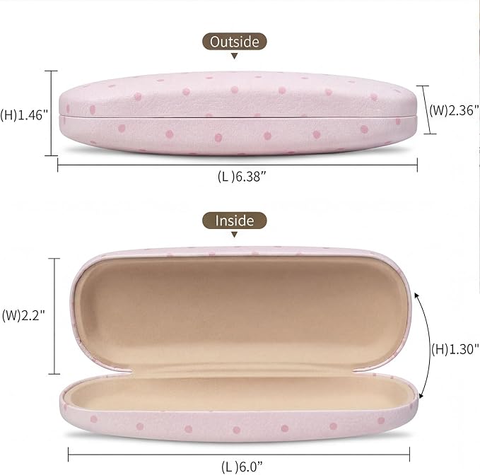 Glasses Case Hard Shell, Cute Sunglasses Case for Women Leather Protective Case for Eyeglass with Cleaning Cloth