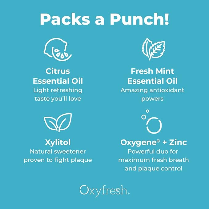Oxyfresh Maximum Fresh Breath Lemon Mint Toothpaste - Clean Teeth & Fresh Breath - Natural Essential Oils & Natural Xylitol to Help Fight Tartar - SLS & Fluoride Free - 5 oz